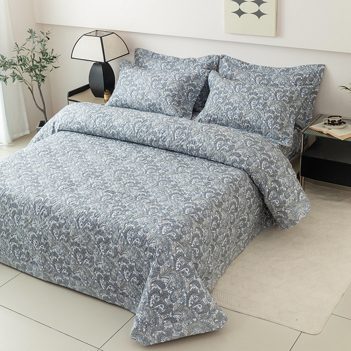 91家纺网 家纺一手货源 找家纺 优乐家纺 2025新款全棉斜纹13376宽边枕套床盖三件套 波西米亚