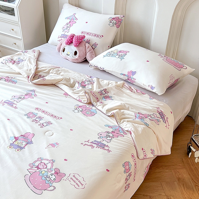 91家纺网 家纺一手货源 找家纺 天瑜家纺 2024新款三丽鸥针织夏被 美乐蒂