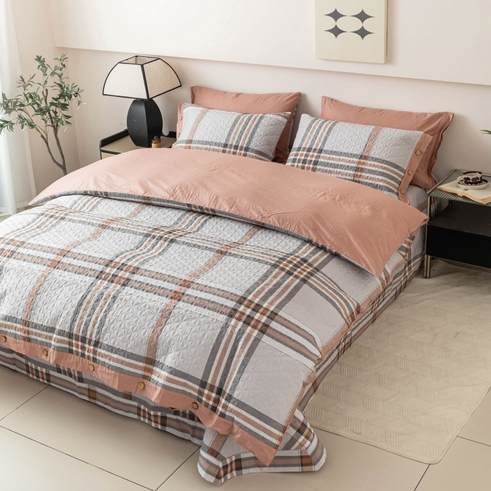 91家纺网 家纺一手货源 找家纺 优乐家纺 2025新款纯棉印花夹棉系列四件套-纽扣款 慕斯