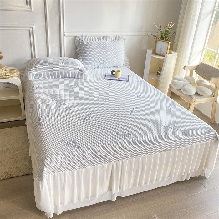 91家纺网 家纺一手货源 找家纺 叠派家纺 2024新款抗菌冰豆豆床裙款凉席-皇冠系 冰豆豆皇冠系列-床裙款 淡雅灰