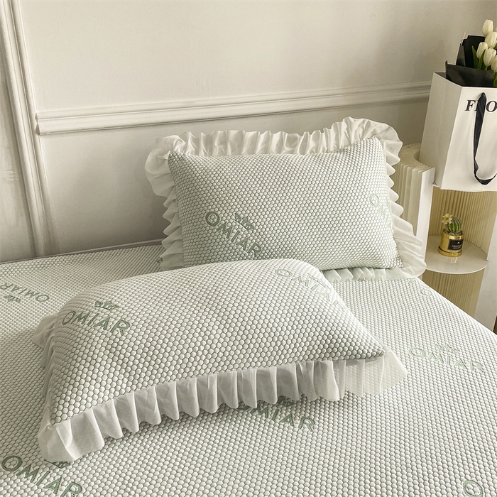 91家纺网 家纺一手货源 找家纺 叠派家纺 2024新款抗菌冰豆豆床裙款凉席-皇冠系 冰豆豆皇冠系列-床裙款 冰豆绿