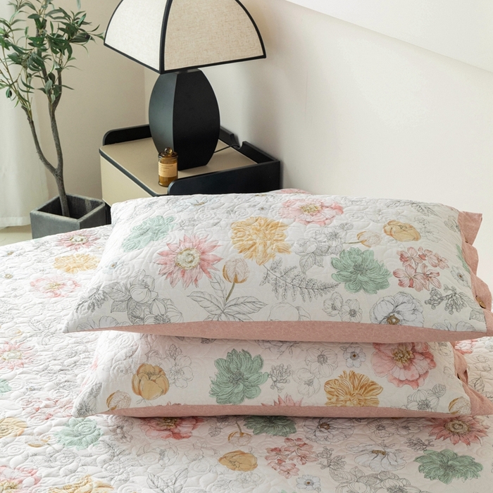 91家纺网 家纺一手货源 找家纺 （总）优乐家纺 2025新款纯棉印花夹棉枕套系列-纽扣款