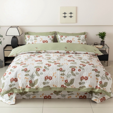 91家纺网 家纺一手货源 找家纺 优乐家纺 2025新款纯棉印花夹棉系列四件套-纽扣款 和颜悦色