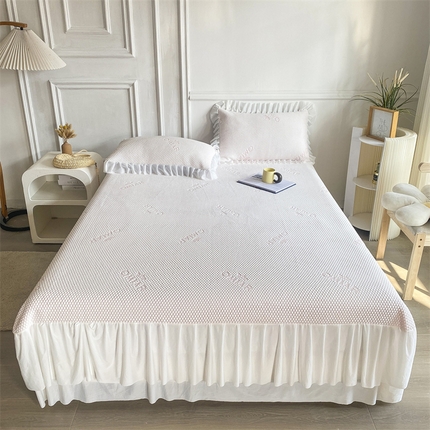 叠派家纺 2024新款抗菌冰豆豆床裙款凉席-皇冠系 冰豆豆皇冠系列-床裙款 蜜桃粉