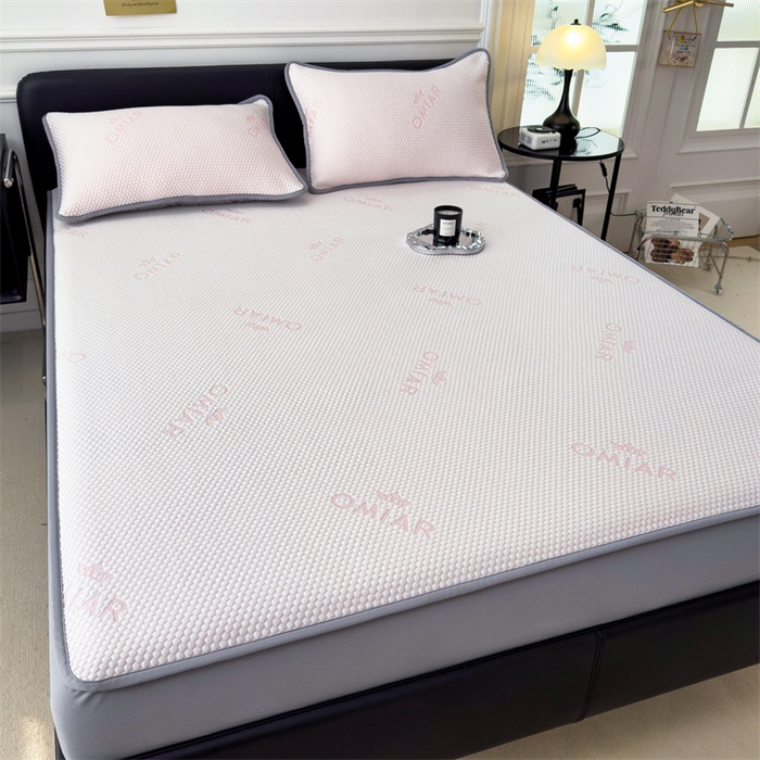 91家纺网 家纺一手货源 找家纺 叠派家纺 2024新款抗菌冰豆豆床笠款凉席-皇冠 皇冠-蜜桃粉