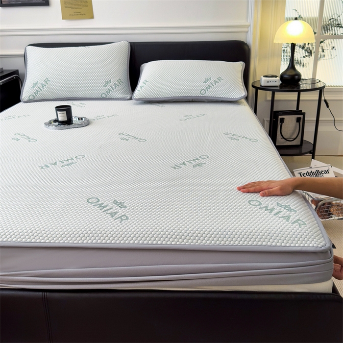 91家纺网 家纺一手货源 找家纺 叠派家纺 2024新款抗菌冰豆豆床笠款凉席-皇冠 皇冠-星空蓝