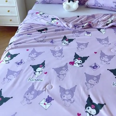 91家纺网 家纺一手货源 找家纺 天瑜家纺 2024新款三丽鸥针织夏被 库洛米