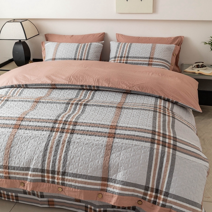 91家纺网 家纺一手货源 找家纺 优乐家纺 2025新款纯棉印花夹棉系列四件套-纽扣款 慕斯