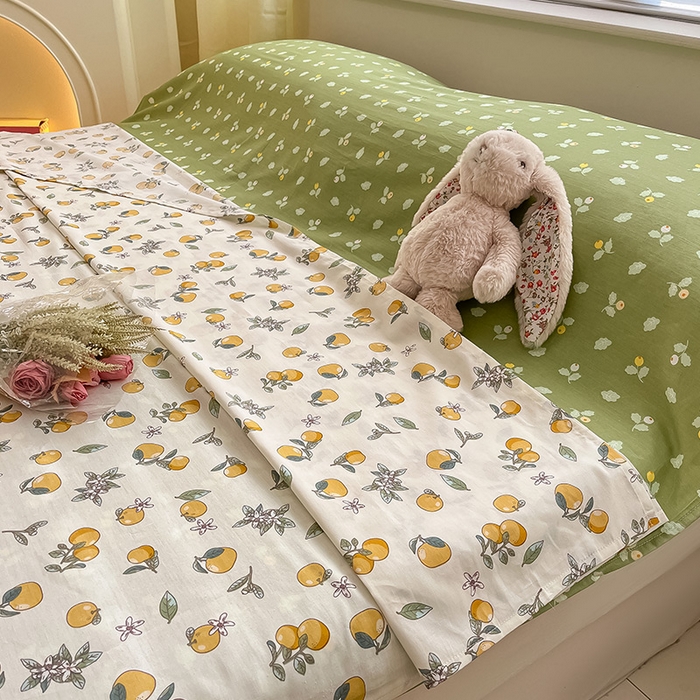 91家纺网 家纺一手货源 找家纺 绵庭家纺 2024新款全棉印花隔脏睡袋 蜜橙