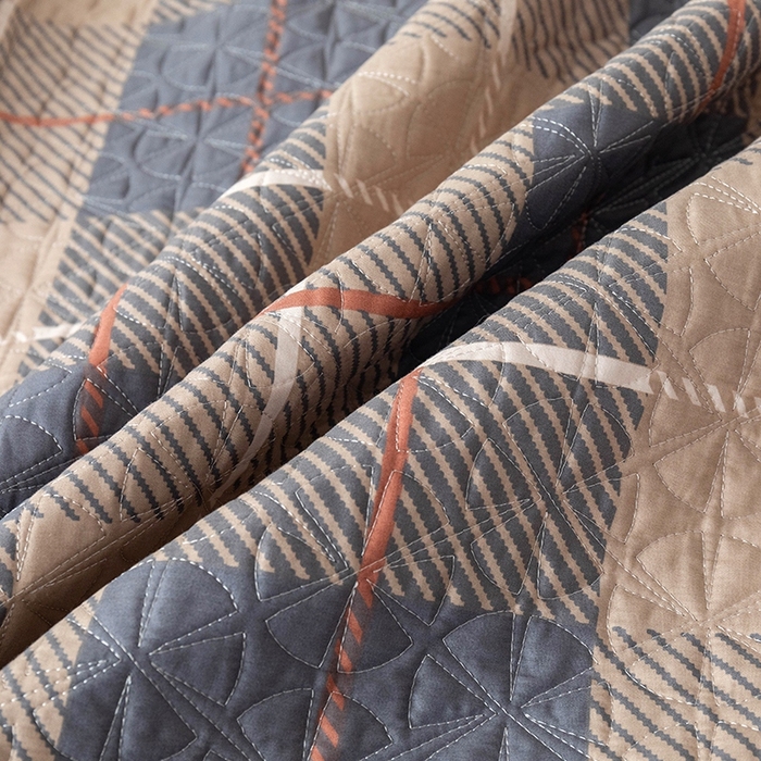 91家纺网 家纺一手货源 找家纺 优乐家纺 2025新款全棉斜纹13376单层被套夹棉床盖款四件套 博尔-咖