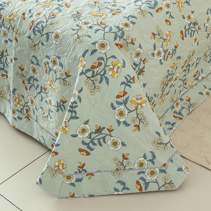 91家纺网 家纺一手货源 找家纺 优乐家纺 2025新款全棉斜纹13376宽边枕套床盖三件套 朵唯