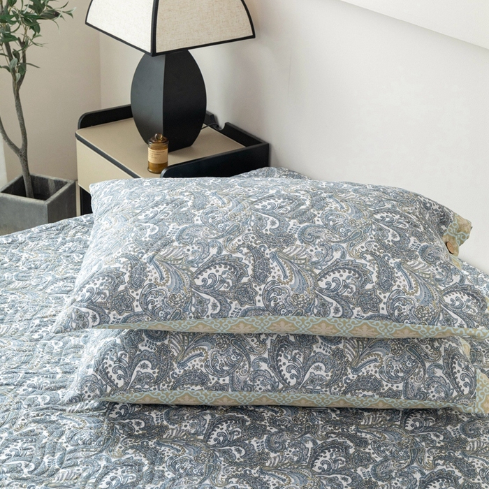 91家纺网 家纺一手货源 找家纺 优乐家纺 2025新款纯棉印花夹棉枕套系列-纽扣款 波西米亚