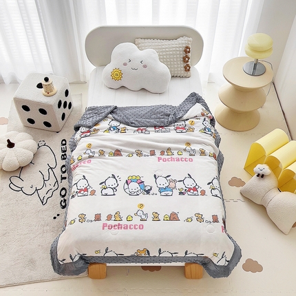 91家纺网 家纺一手货源 找家纺 （总）花满路 2024新款有氨凉感丝卡通印花豆豆被儿童被夏被被子