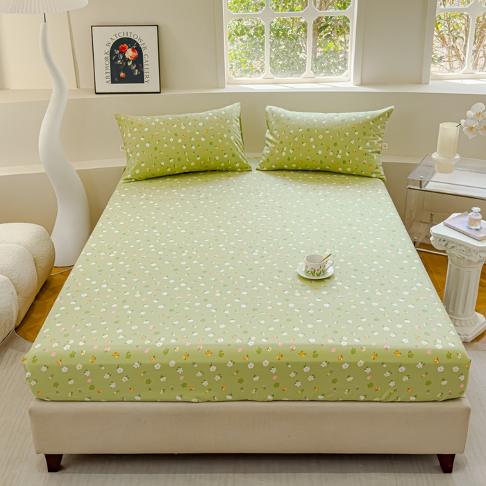 91家纺网 家纺一手货源 找家纺 金丝鸟家纺 2024新款成人款A类老粗布床笠 花田