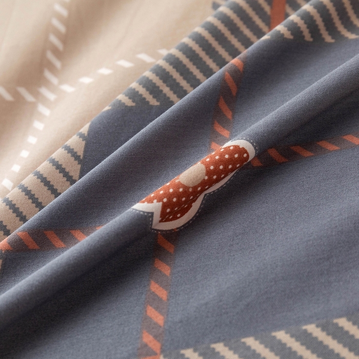 91家纺网 家纺一手货源 找家纺 优乐家纺 2025新款全棉斜纹13376单层被套夹棉床盖款四件套 博尔-咖