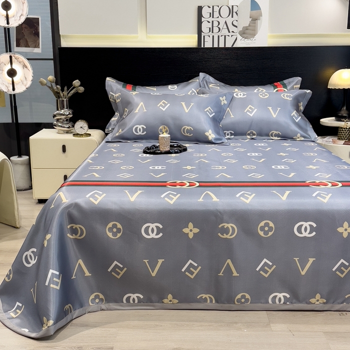 91家纺网 家纺一手货源 找家纺 柏薇 2024新款冰丝床单款凉席三件套 时尚贵族