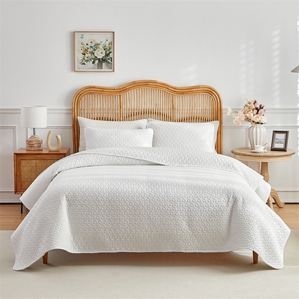 温宁 2024新款花瓣四季夹棉床盖 花瓣-本白