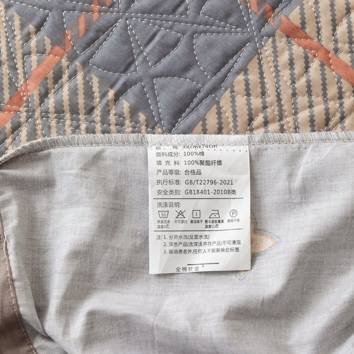 91家纺网 家纺一手货源 找家纺 优乐家纺 2025新款纯棉印花夹棉枕套系列-纽扣款 博尔-咖