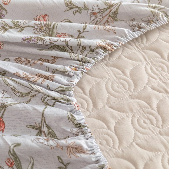 91家纺网 家纺一手货源 找家纺 优乐家纺 2025新款纯棉印花夹棉床笠三件套系列-纽扣款 清婉