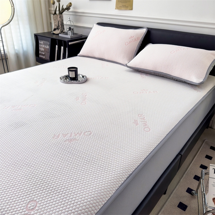 91家纺网 家纺一手货源 找家纺 叠派家纺 2024新款抗菌冰豆豆床笠款凉席-皇冠 皇冠-蜜桃粉