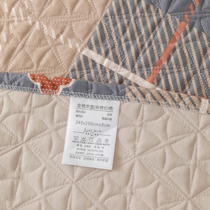 91家纺网 家纺一手货源 找家纺 优乐家纺 2025新款全棉斜纹13376宽边枕套床盖三件套 博尔-咖