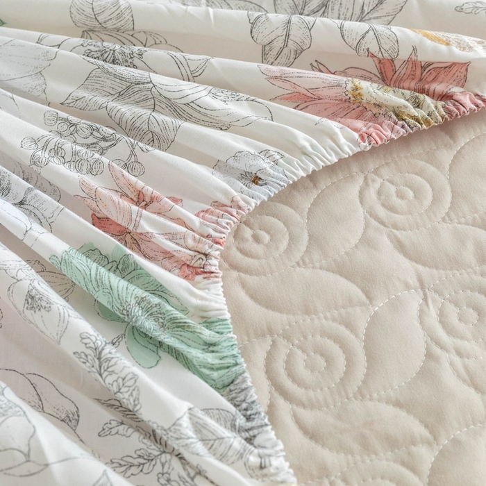 91家纺网 家纺一手货源 找家纺 优乐家纺 2025新款纯棉印花夹棉床笠三件套系列-纽扣款 安琪-黄