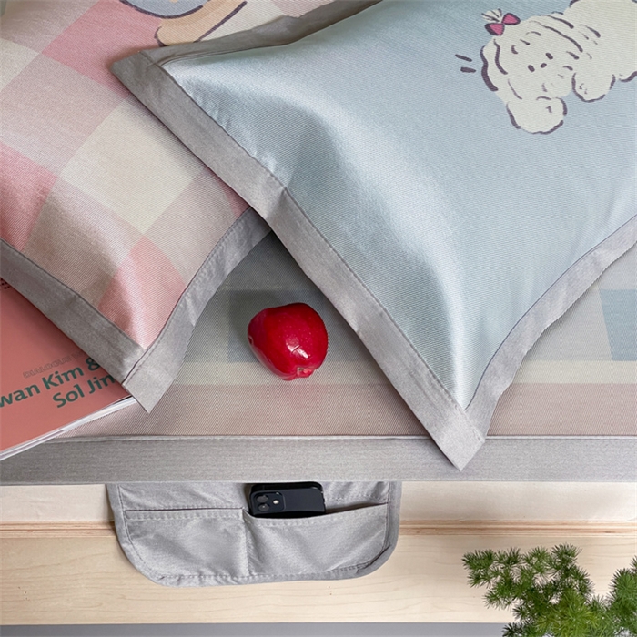 91家纺网 家纺一手货源 找家纺 圆岛家纺 2024新款900D卡通冰丝养生席 格子小狗