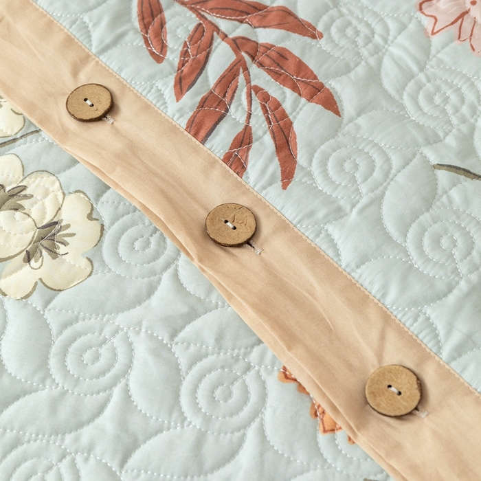 91家纺网 家纺一手货源 找家纺 优乐家纺 2025新款纯棉印花夹棉系列四件套-纽扣款 南薇-兰