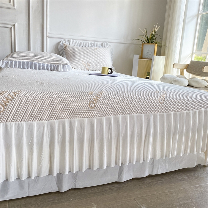 91家纺网 家纺一手货源 找家纺 叠派家纺 2024新款抗菌冰豆豆床裙款凉席-皇冠系 冰豆豆皇冠系列-床裙款 柠檬黄