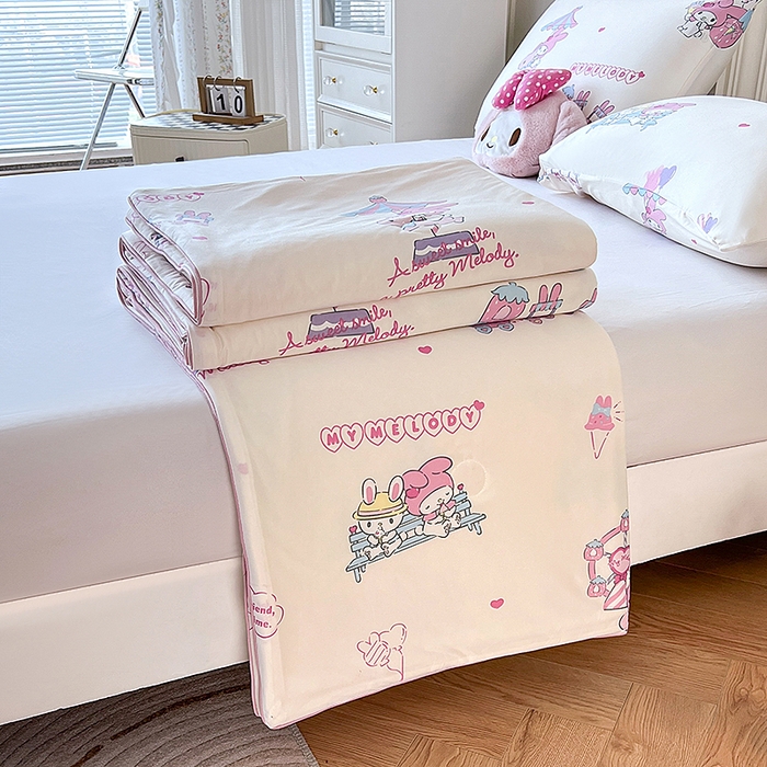 91家纺网 家纺一手货源 找家纺 天瑜家纺 2024新款三丽鸥针织夏被 美乐蒂