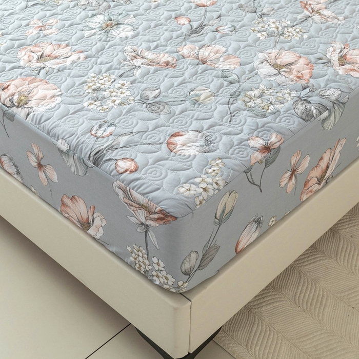 91家纺网 家纺一手货源 找家纺 优乐家纺 2025新款纯棉印花夹棉床笠三件套系列-纽扣款 蔚然花