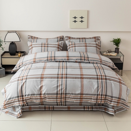 91家纺网 家纺一手货源 找家纺 优乐家纺 2025新款全棉斜纹13376单层被套夹棉床盖款四件套 慕斯