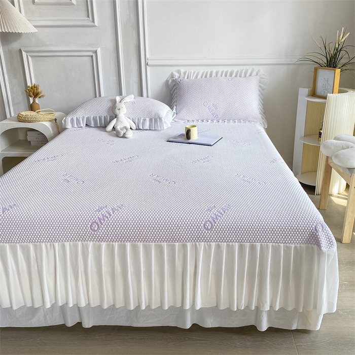 91家纺网 家纺一手货源 找家纺 叠派家纺 2024新款抗菌冰豆豆床裙款凉席-皇冠系 冰豆豆皇冠系列-床裙款 冰藤紫