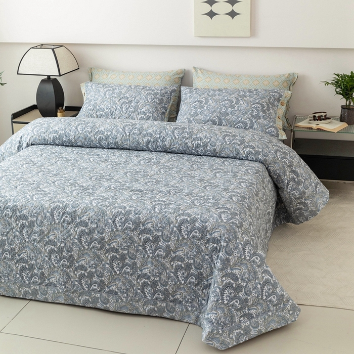 91家纺网 家纺一手货源 找家纺 优乐家纺 2025新款纯棉印花夹棉系列床盖三件套-纽扣款 波西米亚