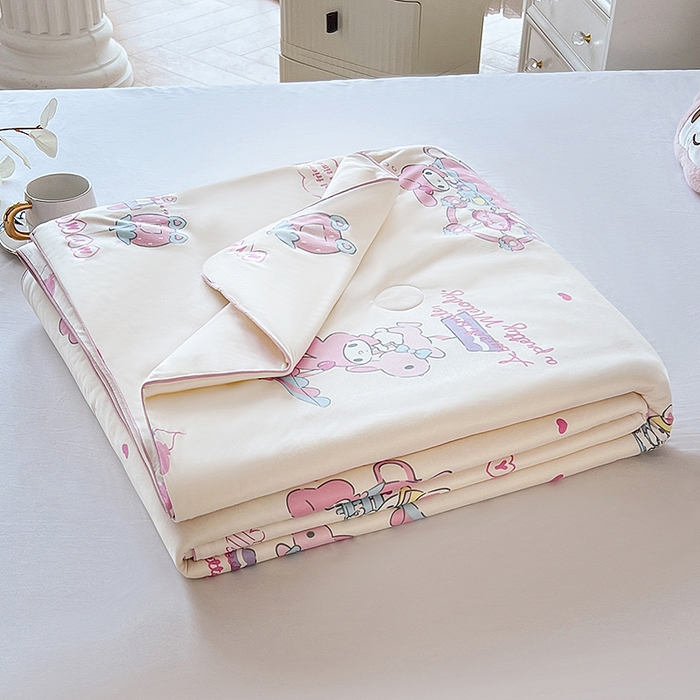 91家纺网 家纺一手货源 找家纺 天瑜家纺 2024新款三丽鸥针织夏被 美乐蒂