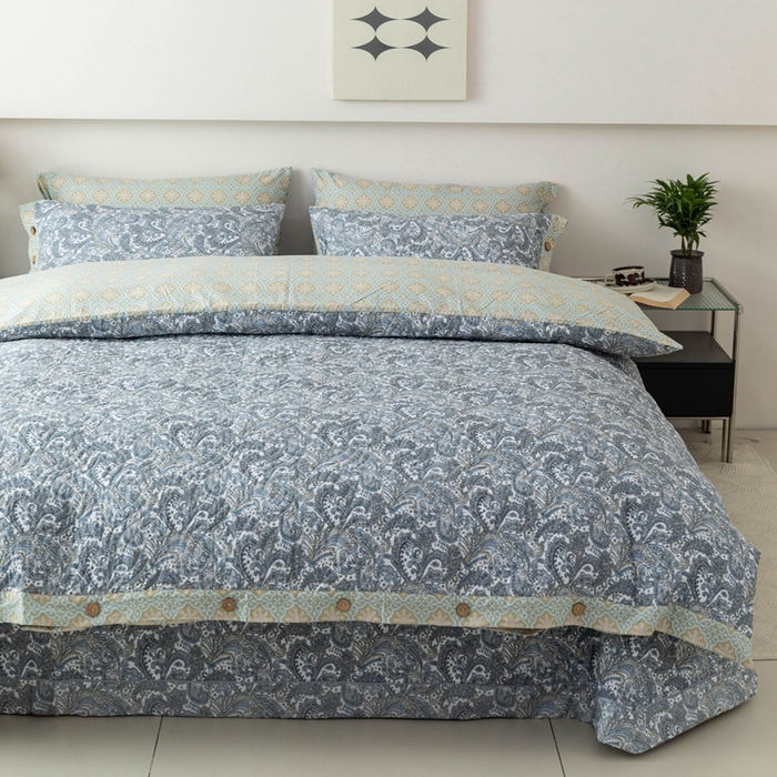 91家纺网 家纺一手货源 找家纺 优乐家纺 2025新款纯棉印花夹棉系列四件套-纽扣款 波西米亚