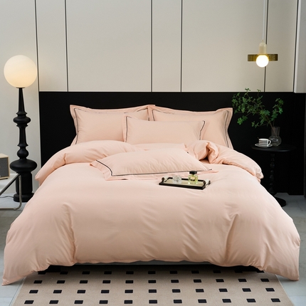 91家纺网 家纺一手货源 找家纺 （总）三沁家居 2024新款纯色简约精梳长绒棉四件套全棉四件套直播