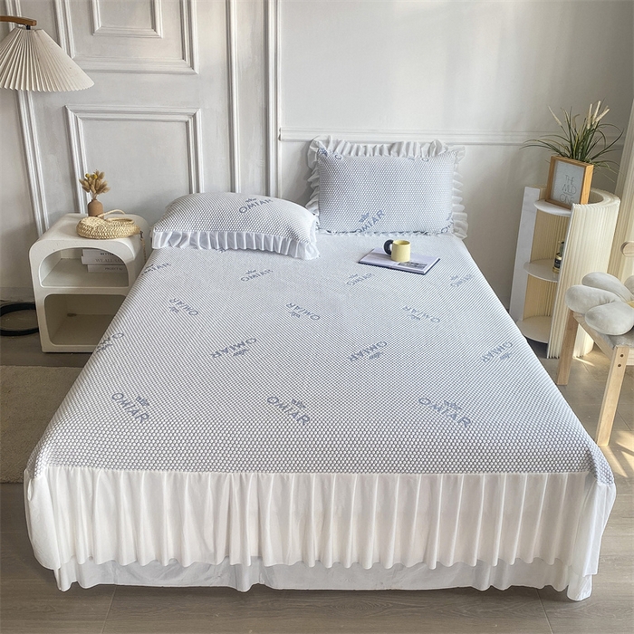 91家纺网 家纺一手货源 找家纺 叠派家纺 2024新款抗菌冰豆豆床裙款凉席-皇冠系 冰豆豆皇冠系列-床裙款 淡雅灰