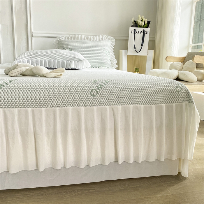 91家纺网 家纺一手货源 找家纺 叠派家纺 2024新款抗菌冰豆豆床裙款凉席-皇冠系 冰豆豆皇冠系列-床裙款 冰豆绿