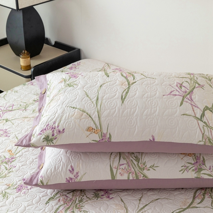 91家纺网 家纺一手货源 找家纺 优乐家纺 2025新款纯棉印花夹棉枕套系列-纽扣款 迷雾