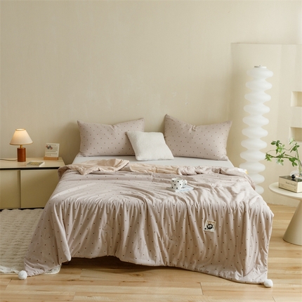 91家纺网 家纺一手货源 找家纺 有货 2024新款全棉针织啵啵大豆夏被 啵啵-小煤球