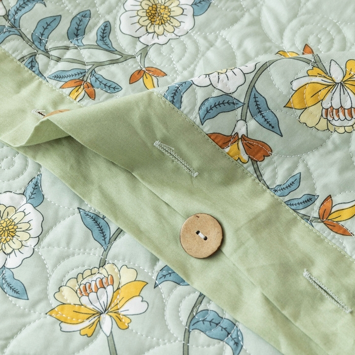 91家纺网 家纺一手货源 找家纺 优乐家纺 2025新款纯棉印花夹棉系列四件套-纽扣款 朵唯