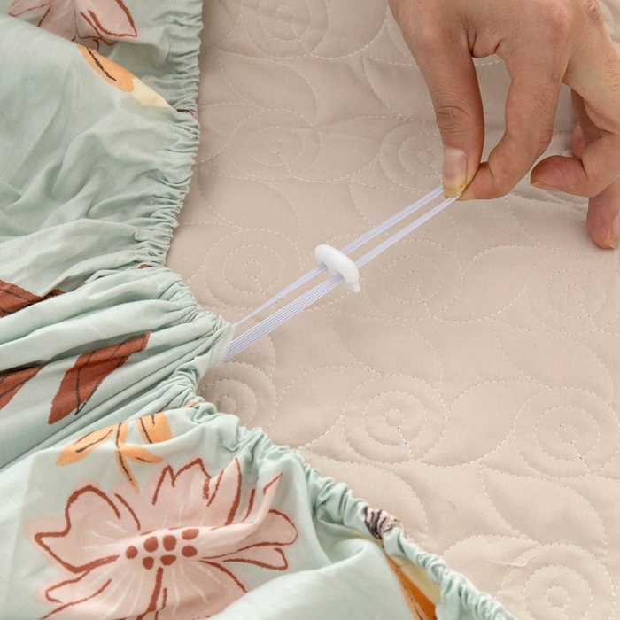 91家纺网 家纺一手货源 找家纺 优乐家纺 2025新款纯棉印花夹棉床笠三件套系列-纽扣款 南薇-兰