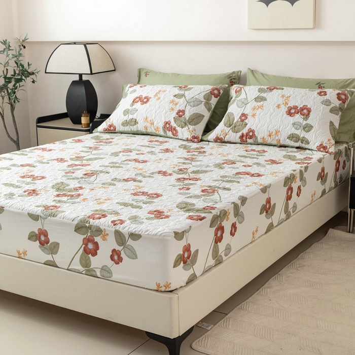 91家纺网 家纺一手货源 找家纺 优乐家纺 2025新款纯棉印花夹棉床笠三件套系列-纽扣款 和颜悦色