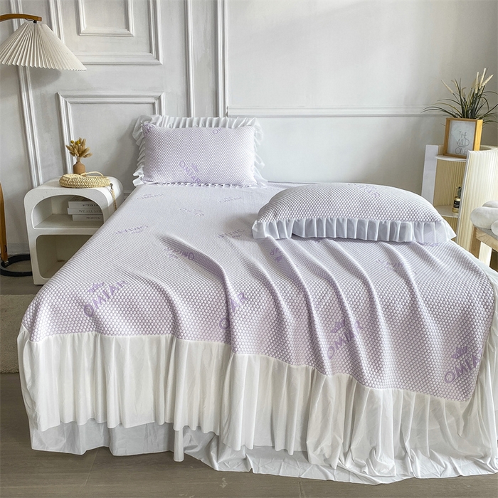 91家纺网 家纺一手货源 找家纺 叠派家纺 2024新款抗菌冰豆豆床裙款凉席-皇冠系 冰豆豆皇冠系列-床裙款 冰藤紫