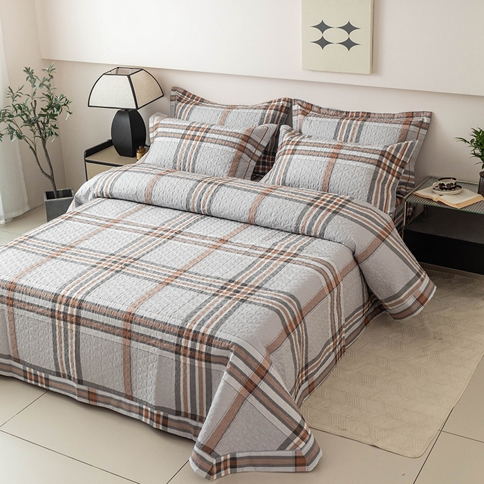 91家纺网 家纺一手货源 找家纺 优乐家纺 2025新款全棉斜纹13376宽边枕套床盖三件套 慕斯