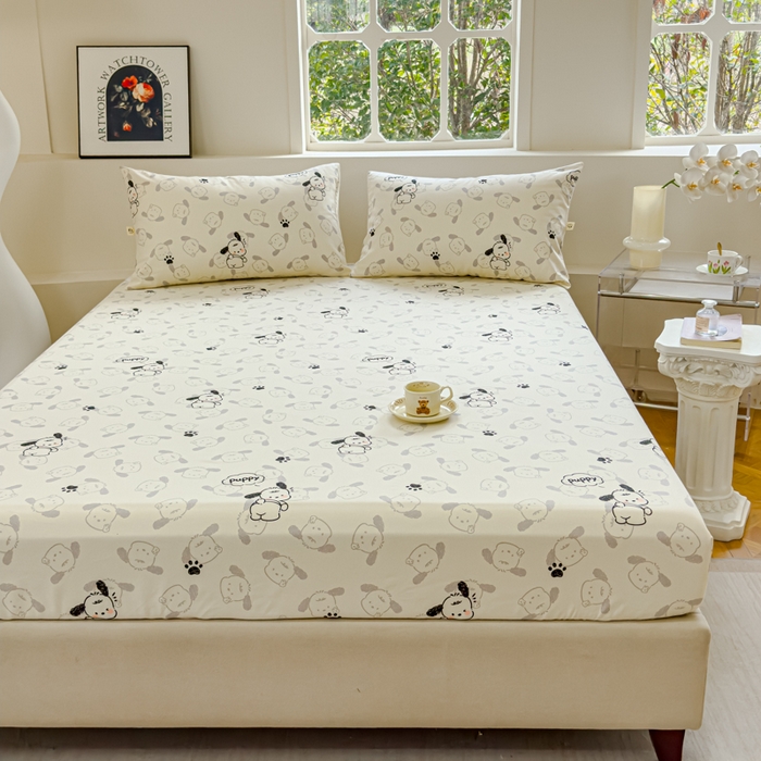 91家纺网 家纺一手货源 找家纺 金丝鸟家纺 2024新款成人款A类老粗布床笠 小白狗