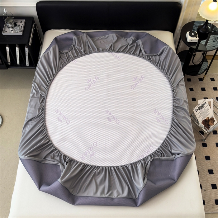 91家纺网 家纺一手货源 找家纺 叠派家纺 2024新款抗菌冰豆豆床笠款凉席-皇冠 皇冠-冰藤紫