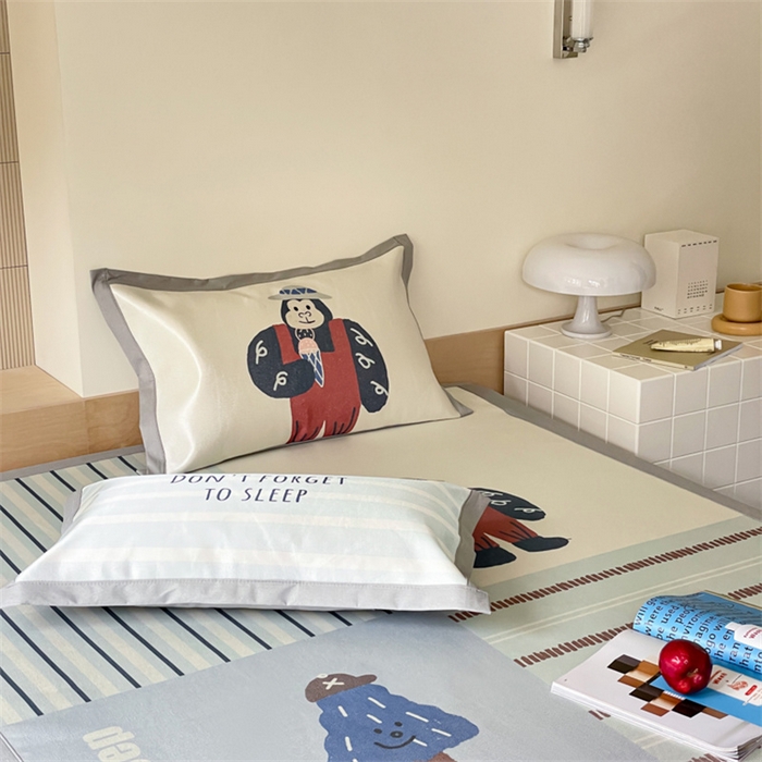 91家纺网 家纺一手货源 找家纺 圆岛家纺 2024新款900D卡通冰丝养生席 快乐猩