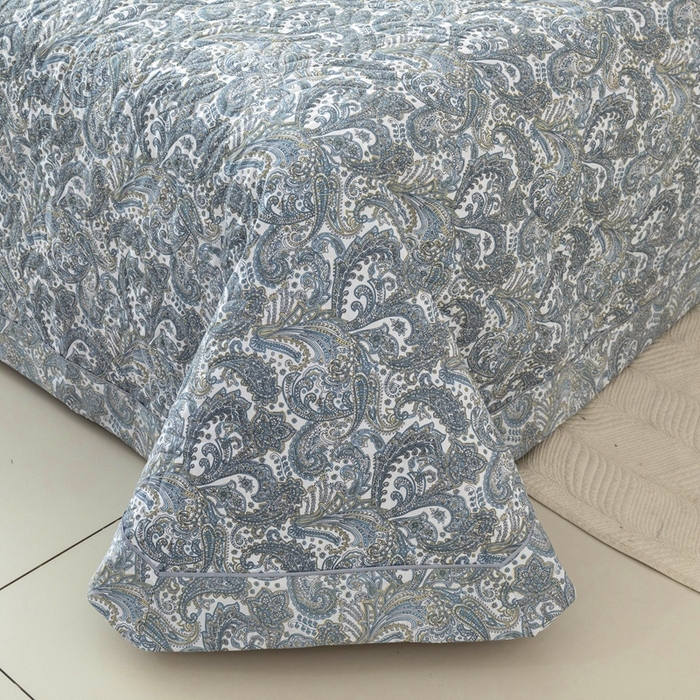 91家纺网 家纺一手货源 找家纺 优乐家纺 2025新款纯棉印花夹棉系列床盖三件套-纽扣款 波西米亚